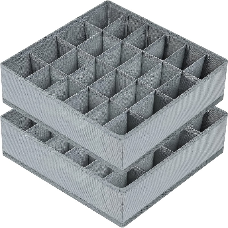 Sock Organizer Tray - 2개입 24칸 패브릭 양말 및 속옷