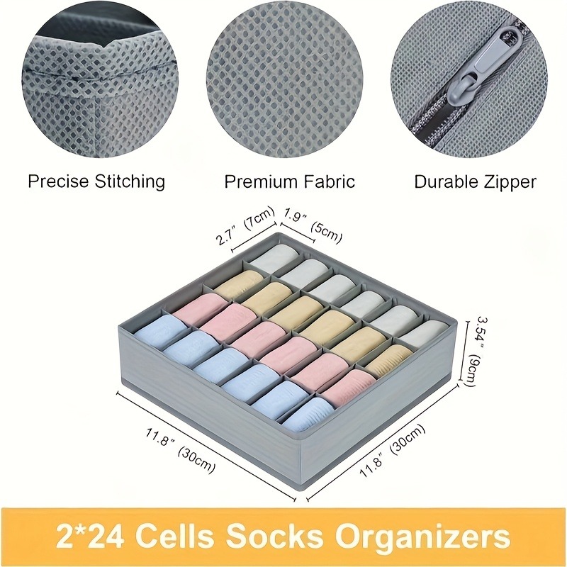 2개입 24칸 패브릭 양말 및 속옷 정리함 - 튼튼한  - Sock Organizer Tray 리뷰 및 가격